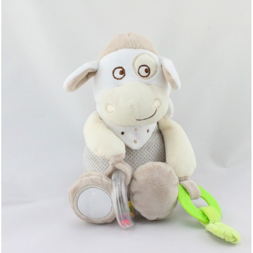 Doudou vache beige écru gris