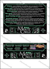 Gottlieb Monte Carlo 1987 Cartes Instructions Flipper Pinball Cards ENGLISH