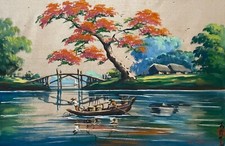 Scène pêche peinture sur - de,