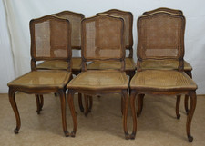 6 chaises cannées en bois de