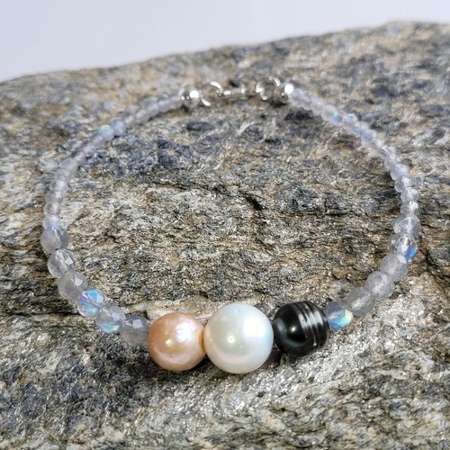Bracelet argent perle noire - perle, de