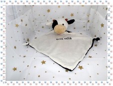 ⑪ - Grand Doudou Plat Losange Vache Noir Blanc Beige Gros Câlin