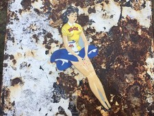 Ancienne Pin-up en Tôle HUILES IGOL 1950/60 Garage Scooter Moto