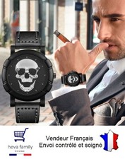 Montre Homme Cuir Noir Tête