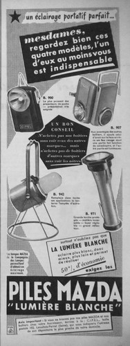 Publicité 1957 piles - 1957, mazda