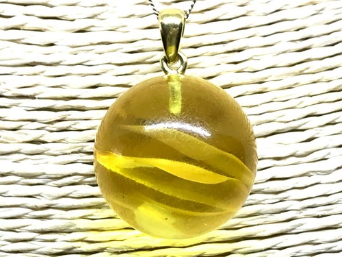 Pendentif ambre perle ronde - ambre,