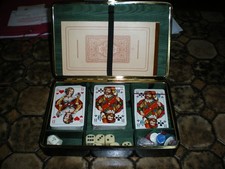 ancien coffret de brig en cuir noir vintage complet 14cmx22cm