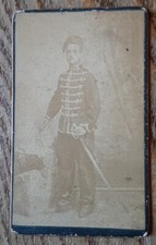Photo CDV à Blidah Cavalerie d'Afrique Sabre 1822 Chéchia Uniforme ORIGINAL