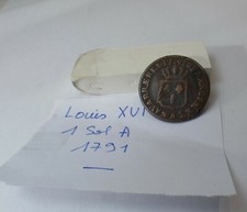 Pièce de monnaie, Louis XVI, 1 sol, A,  1791