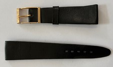 C3 BRACELET VINTAGE CUIR VEAU NOIR MONTRE AVEC POMPE, ANSE BARETTE FIXE 20 MM