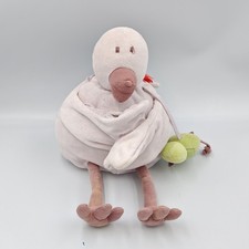 Doudou oiseau rose prune avec