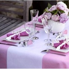 Chemin de table jetable en tissu intissé Blanc 30cm x 10m
