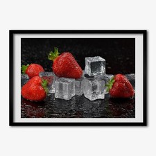 Tulup Photo 70x50cm Décor MDF Le salon Cadre Fraises avec glace