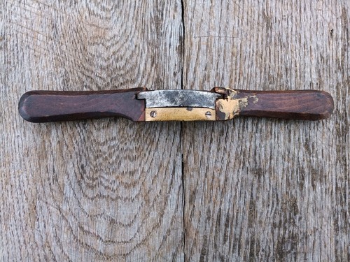 Antique concave wooden - &, brass