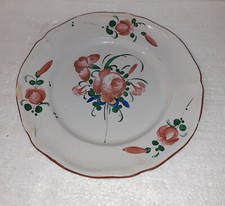 PLAT ANCIEN DES ISLETTES DECOR FLEURS FAÏENCERIE DE L'EST  19 ème