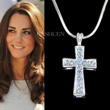 Bleu Croix Avec Cristal Swarovski Faith En Jésus Religieux Collier Bijoux
