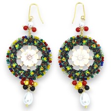 Boucles en Bois Roue De Charrette Sicile, Avec Insert En Camée, H 9 CM Env