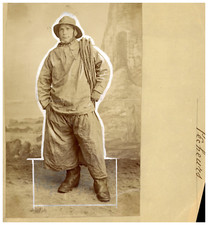 France, Normandie, Pêcheur Polletais, N.D. Vintage print,  Tirage albuminé  