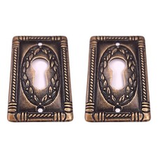2x entrée de clé laurier verticale 25x43mm malle meuble ancien vintage antique