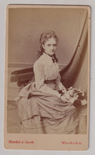 CDV Mondel & Jacob à Wiesbaden -Portrait d'une jeune fille- Vintage print c.1872
