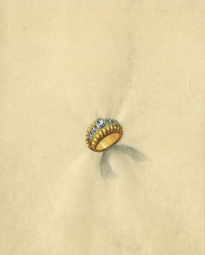Bague diamant art déco dessin
