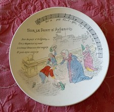 Assiette faience GD Georges Dreyfus Paris  Chanson sur le pont d'Avignon DN4225