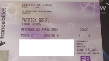 Place de concert Patrick Bruel Zénith de Caen 03/04/24 à 20h00 ( 2 places).