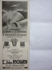 1936-1937 PUB JULES RICHARD APPAREIL AVION PLANIPHOTE ALTIMETRE THERMOMETRE AD