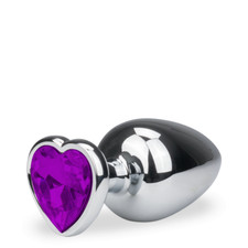 Plug métal bijou anal rosebud coeur L - 7 Coloris