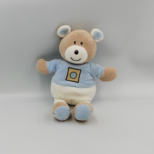 Doudou ours beige bleu - , blanc