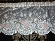 Vintage Lace Creme color scalloped window curtain valance  22x55"