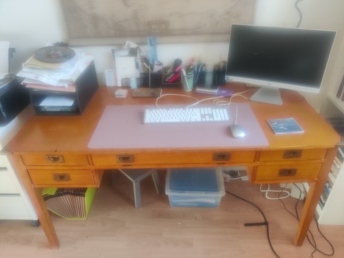 Bureau ancien bois marron - bureau, en