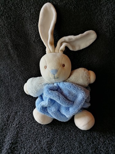 Doudou lapin beige bleu plume - doudou,