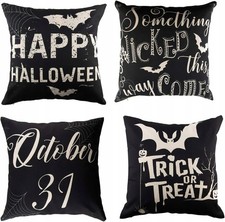 Housses Coussins Décoratifs Taies Oreillers 45x45 Halloween Déco Lot de 4 pièces