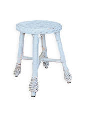 Tabouret en bambou, rotin et osier tressé années 1970 vintage