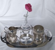 Service À Café Au Lit, Métal Argenté, Rare