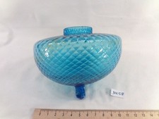 ancien réservoir nu ou toupie en verre bleu de lampe à pétrole Ø 11,6 cm (DH58)