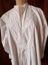 Ancienne CHEMISE GRAND-PERE coton blanc avec 2 pans et plastron