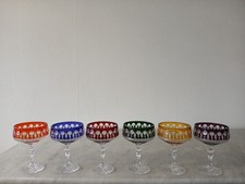 6 verres en cristal de couleur