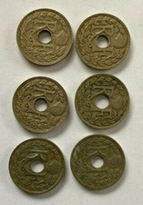 10 centimes Lindauer, lot de 6 pièces trouées…