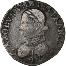 France, Charles IX, Teston, 1575, Rennes, 2ème type, argent, S+, Gadoury : 429