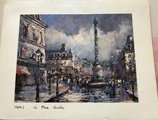 Lithographie ?? RePro Aquarelle  Paris Place Vendôme  19X15