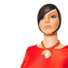 Collier Multirang Vintage 90s Nacre & Perles de rocaille Orange – Bohème Chic