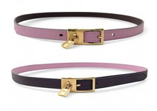 CEINTURE HERMES REVERSIBLE LUCKY 15 H081739CCA T80 CUIR SWIFT ROSE & MARRON BELT