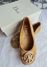VERITABLE PAIRE DE CHAUSSURES ENFANT CHRISTIAN DIOR CUIR VELOURS BEIGE TAILLE 25