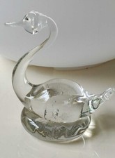 Figurine décorative en forme de cygne transparent -En verre d Art soufflé Murano