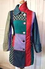 LULU H MANTEAU COAT  PATCHWORK BROCHé TRIMATIERE BOUTONS BIJOUX  TL OU 40