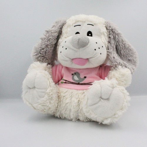 Peluche chien blanc gris - , rose