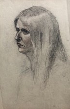 Portrait De Femme, Dessin Ancien, Craie et Pastel, Début XXe