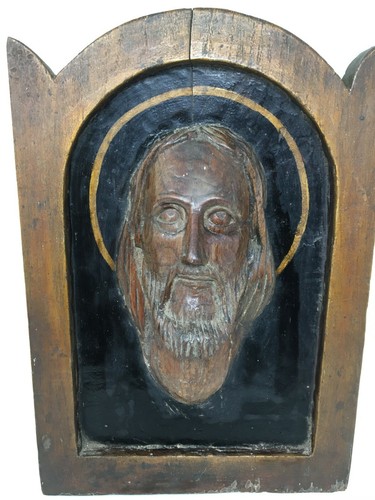 Panneau bois sculpté christ - bois,